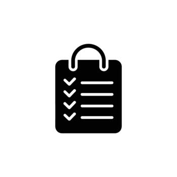 negro y blanco Lista de Verificación icono con encargarse de y cheque marcas en izquierda lado vector