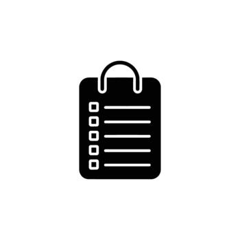 Black ToDo List Icon with Checkboxes and Lines on a White Background vector