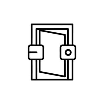 Minimalist Door Outline Icon Illustration with Rectangular Handles and White Background vector