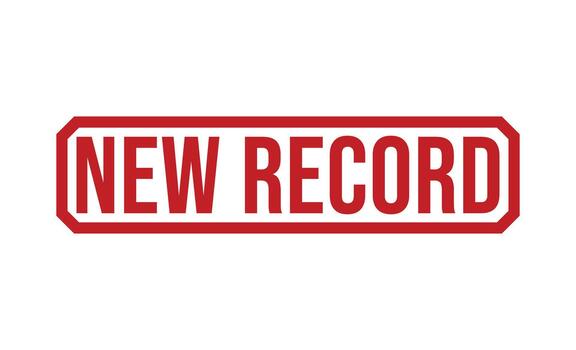 Red New Record Rectangle Badge Isolated on White Background, Symbolizing Achievement and Success vector