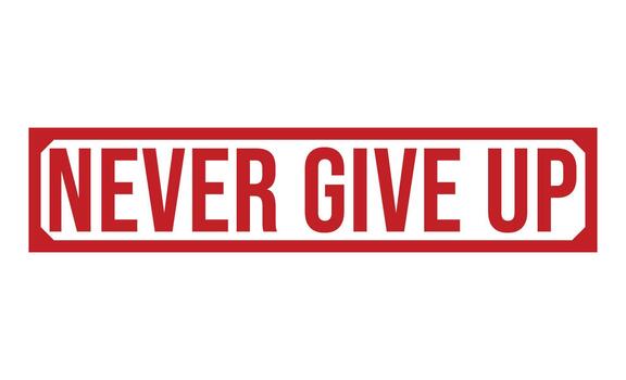 Red Rectangular Box Featuring the Motivational Phrase Never Give Up on a White Background vector