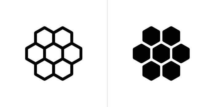 Black and White Illustration of Honeycomb Structure, Geometric Pattern with Hexagons on White Background vector
