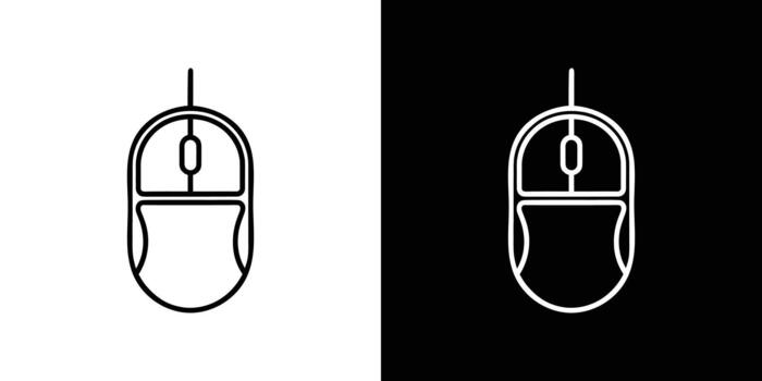 computadora ratón línea Arte icono negro y blanco fondo, tecnología dispositivo dibujo vector