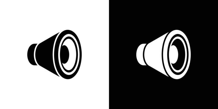 negro y blanco mostrando dos megáfono íconos con invertido color esquemas, lado por lado vector