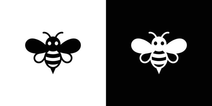 negro y blanco de dos sencillo abeja iconos, invertido color esquemas vector