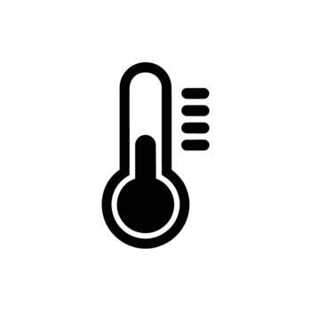 Black and White Thermometer Icon with Temperature Indicators Visualizing Moderate Warmth Level vector