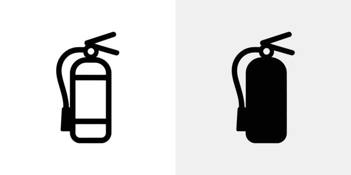 Fire Extinguisher Icon Outline and Solid Symbol Design on Split Background for Safety vector