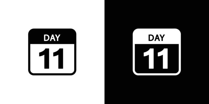 Black And White Calendar Icon Displaying Day 11 with Transparent Background vector