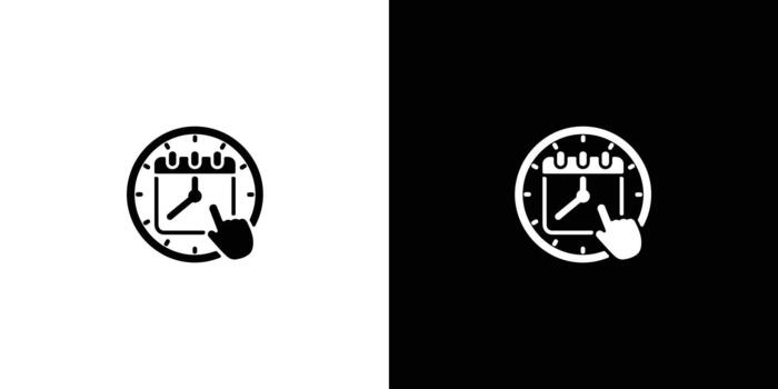 Black and White Calendar Clock with Pointing Hand on Split Background Illustration vector