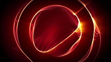 Seamless loop animation of shiny red energy sphere with smooth plasma waves on a dark background. Abstract circular form with bright orange light rays and sense of warmth and power. Looped 4K 60fps video