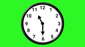 analog clock animation with rotating hands on green screen. video