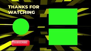 Animated yellow motion graphic with dynamic forward-moving blocks, green placeholders, and subscribe button. video