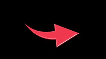 röd pekare pil animering på svart bakgrund, skakning till de rätt riktning i slinga. video