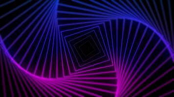 brillante neón luces formar un futurista túnel, creando un fascinante visual efecto con vibrante colores y geométrico patrones video