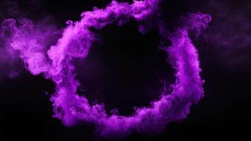 ipnotizzante viola Fumo vorticoso nel un' circolare movimento contro un' buio sfondo, la creazione di un enigmatico e sognante atmosfera per creativo progetti video