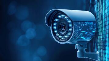 High-Tech Security Camera with LED Lights Capturing Data in a Modern Digital Environment for Surveillance and Monitoring Applications video