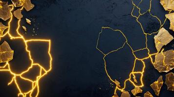 Textured background featuring dark blue surface with dramatic gold foil cracks and elegant patterns suitable for modern design and artistic projects video