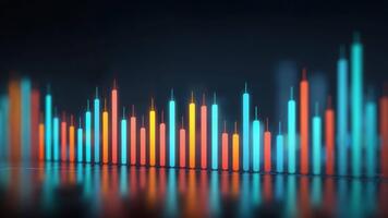 abstrato dados visualização com colorida bares representando flutuante Estatisticas e tendências dentro uma moderno digital meio Ambiente video
