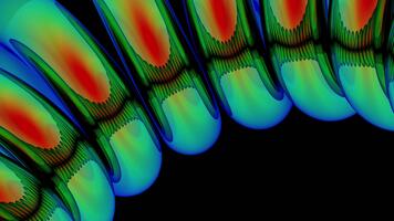 Vibrant abstract wave pattern with colorful reflections dynamic abstract waves moving in seamless loop on dark background video