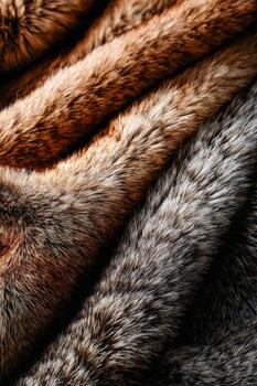 Intricate texture of thick, warm natural fur in earthy tones and patterns photo