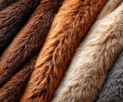 Abstract pattern of thick natural fur in various warm shades and textures photo