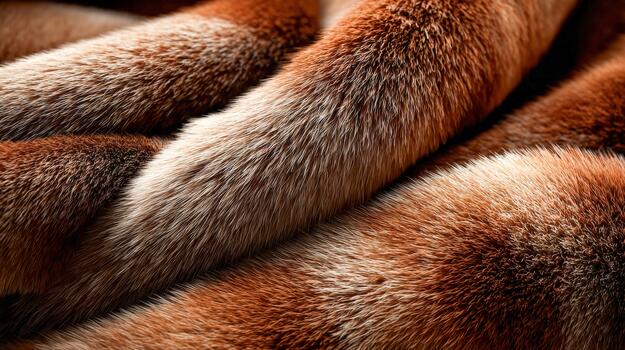 Beautiful abstract pattern of thick natural fur in warm tones and textures photo