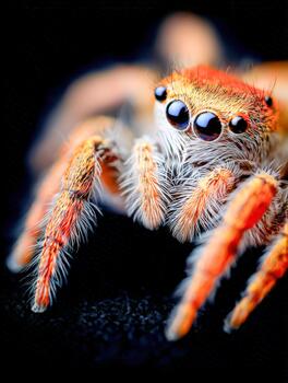 Colorful jumping spider in a macro close-up showcasing vibrant details photo