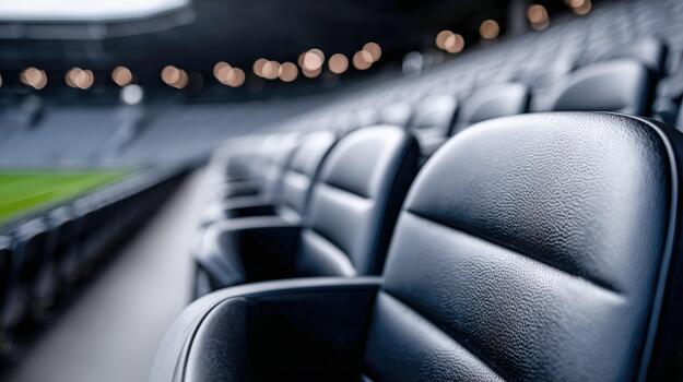 Empty stadium seats awaiting fans during a lively match event photo