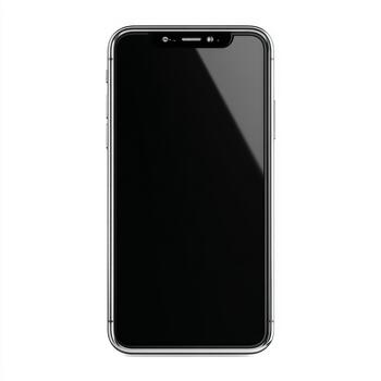 Smartphone with blank black screen on white background photo