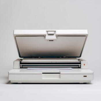 Scanner machine scanning document in office equipment photo