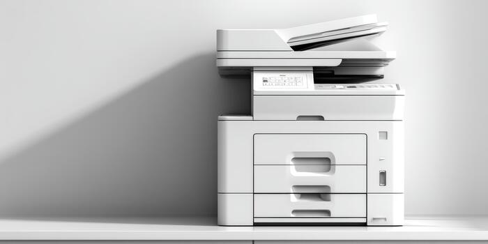 Modern office multifunction printer copier scanning document photo