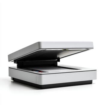 Flatbed document scanner with lid open photo