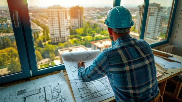 ingeniero o arquitecto analizando planos foto