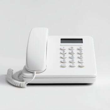 White business telephone landline showing keypad and display photo