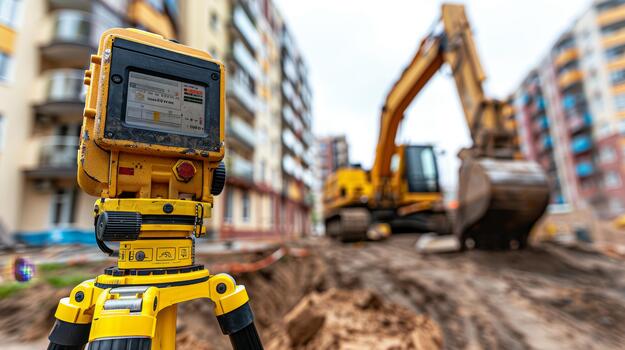 Precision engineering modern surveying techniques and tools at a construction site photo