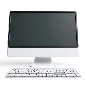 Blank screen modern desktop computer with keyboard photo