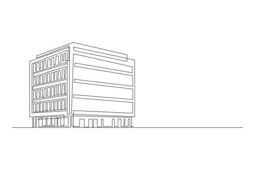 Building one line drawing abstract architecture continuous line illustration vector