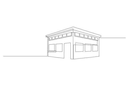 Continuous line drawing of architecture of house building isolated object vector