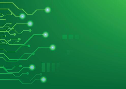Abstract Green Technology Background with Circuit Design Elements vector