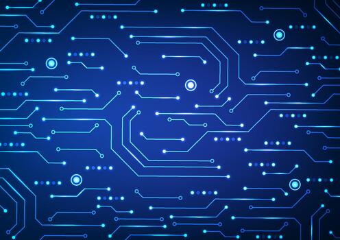 digital tecnología circuito antecedentes. futurista circuito tablero datos y red concepto. diseño para sistema máquina aprendizaje líneas ligero brillo. vector