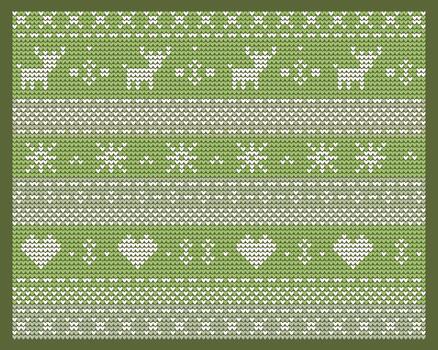 Christmas knitted pattern with element for illustration on green background vector