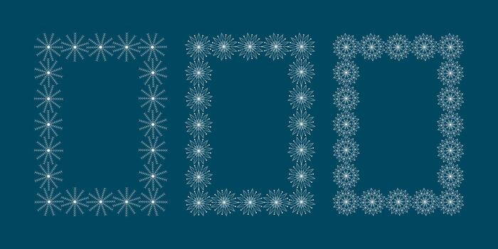 empty rectangular frames of white snowflakes set vector