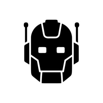 Sleek robotic head icon representing advanced artificial intelligence and future technology, symbolizing innovation and digital precision in modern systems vector