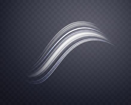 Glowing silver lines. Grey neon realistic energy speed, abstract light effect on a dark background. vector