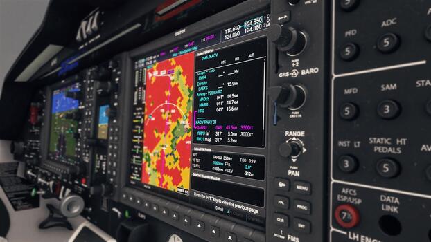 Advanced Aviation Cockpit Display with Navigation and Flight Data photo