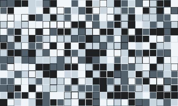 Abstract grayscale mosaic pattern. Modern geometric design with varying shades of gray and white squares. Perfect for backgrounds, website banners, or techthemed projects. vector