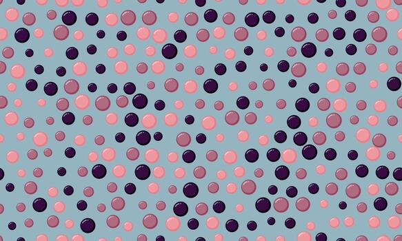 Abstract seamless pattern with scattered pink and purple circles on a light blue background. Perfect for textile design, website backgrounds, or playful branding. vector