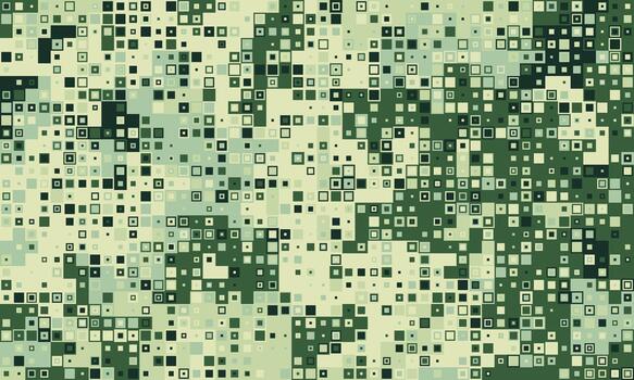 Abstract green square mosaic pattern. Perfect for tech, nature, or modern design projects. Evokes concepts of data, growth, or camouflage. vector