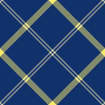 Classic tartan pattern in navy and gold. Seamless diagonal check design. Great for backgrounds, textiles, or adding a touch of traditional elegance. Versatile vector