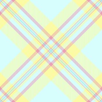 Pastel plaid pattern. Soft, diagonal stripes in light yellow, pink, and blue create a calming and versatile textile design. Ideal for backgrounds or fabric concepts. vector